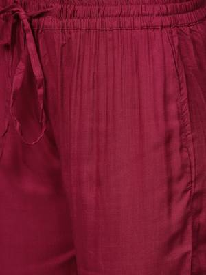 Burgundy plain rayon kurta-suits 4