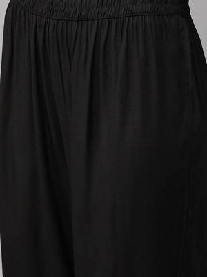 Black printed rayon kurti-trouser 5
