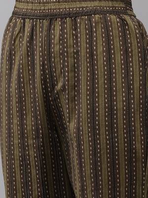 Olive printed cotton kurta-suits 5
