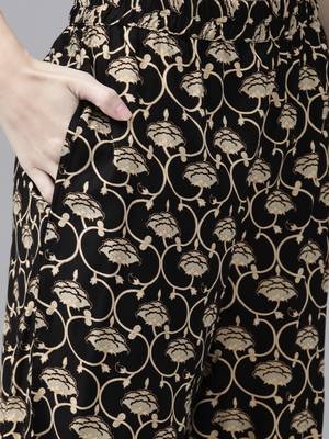 Black printed rayon kurti-trouser 4
