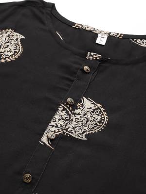 Black printed rayon kurti-trouser 5