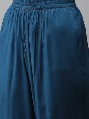 Sky-blue embroidered rayon kurta-suits 5