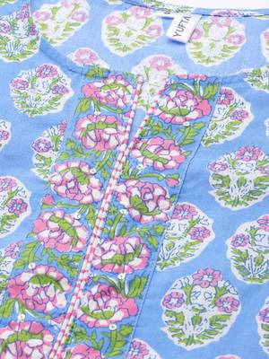Blue printed cotton kurti-trouser 4