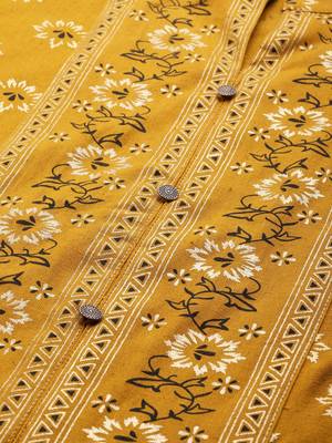 Mustard printed cotton kurti-trouser 4