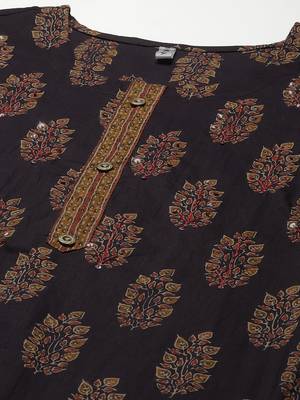 Navy-blue printed cotton kurti-trouser 4