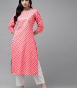 Pink printed cotton palazzo-kurta