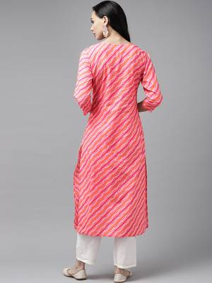 Pink printed cotton palazzo-kurta 2