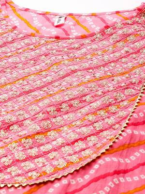 Pink printed cotton palazzo-kurta 4