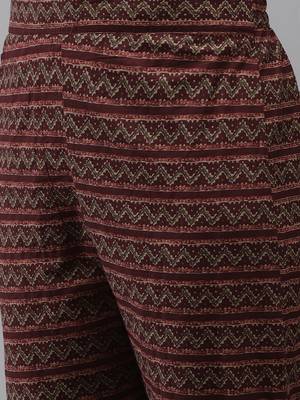 Maroon printed cotton kurti-trouser 5