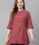 Maroon printed viscose rayon tunics