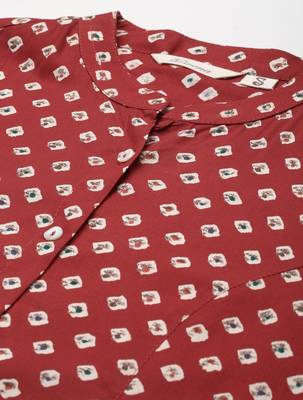 Maroon printed viscose rayon tunics 2