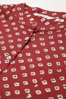 Maroon printed viscose rayon tunics