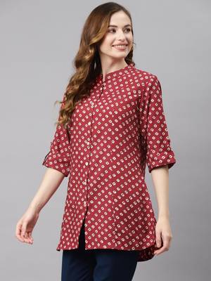 Maroon printed viscose rayon tunics 3