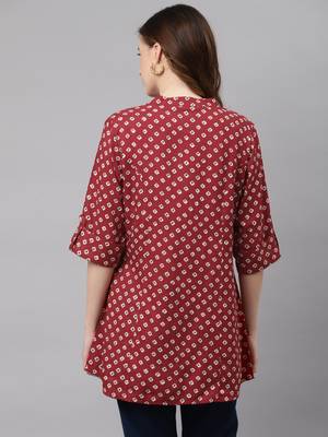 Maroon printed viscose rayon tunics 4