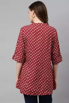 Maroon printed viscose rayon tunics