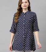 Blue printed viscose rayon tunics