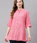 Pink printed viscose rayon tunics