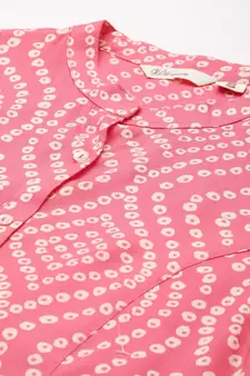Pink printed viscose rayon tunics