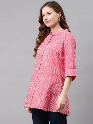 Pink printed viscose rayon tunics 3