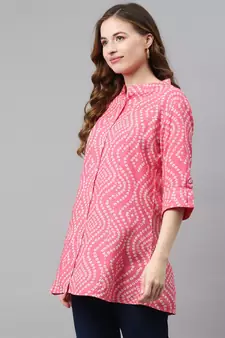 Pink printed viscose rayon tunics