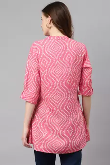 Pink printed viscose rayon tunics