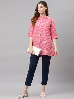 Pink printed viscose rayon tunics 5