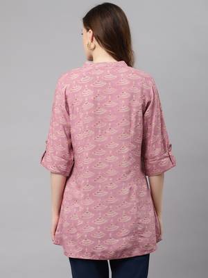 Pink printed viscose rayon tunics 4