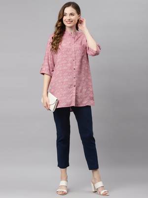Pink printed viscose rayon tunics 5