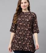 Brown printed viscose rayon tunics