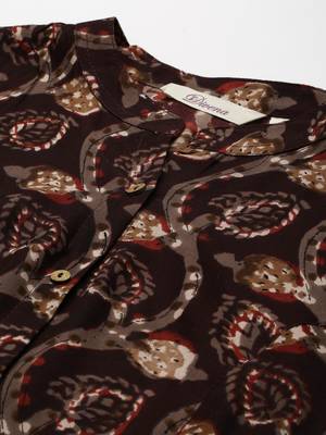 Brown printed viscose rayon tunics 2