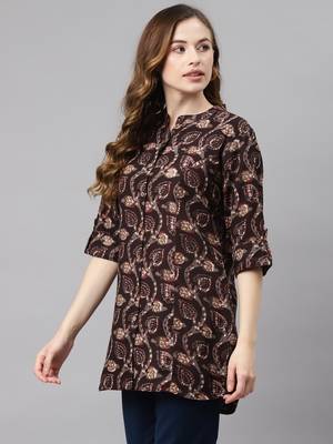 Brown printed viscose rayon tunics 3