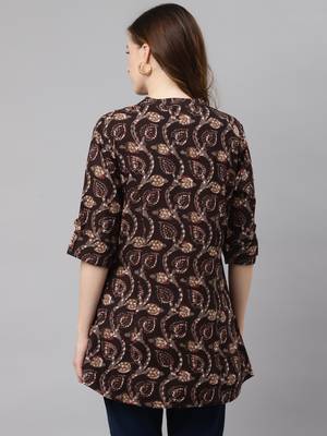 Brown printed viscose rayon tunics 4