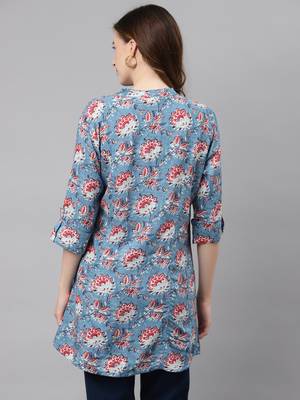 Blue printed viscose rayon tunics 4