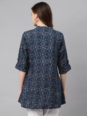 Blue printed viscose rayon tunics 4