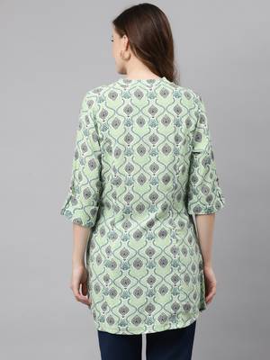 Green printed viscose rayon tunics 4