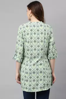 Green printed viscose rayon tunics