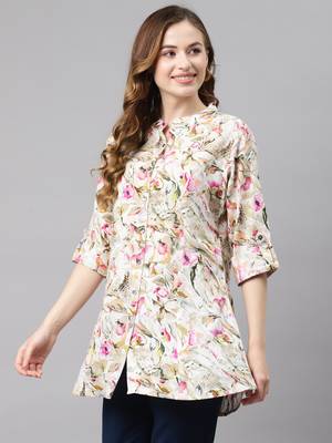 White printed viscose rayon tunics 3