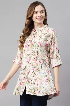 White printed viscose rayon tunics