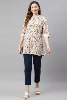 White printed viscose rayon tunics