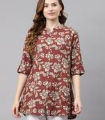 Maroon printed viscose rayon tunics