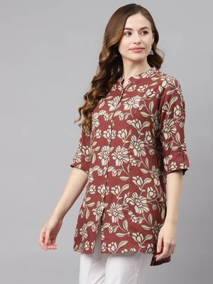 Maroon printed viscose rayon tunics 3