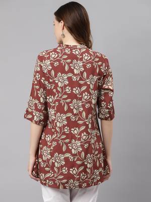 Maroon printed viscose rayon tunics 4