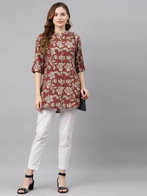 Maroon printed viscose rayon tunics 5