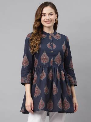Blue printed cotton tunics 1