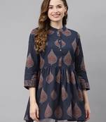 Blue printed cotton tunics