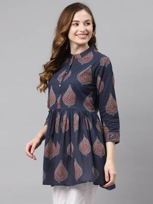 Blue printed cotton tunics 3
