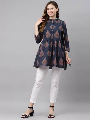 Blue printed cotton tunics 5