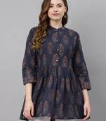 Blue printed cotton tunics