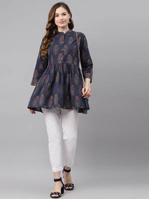 Blue printed cotton tunics 5