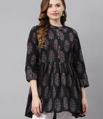Black printed cotton tunics